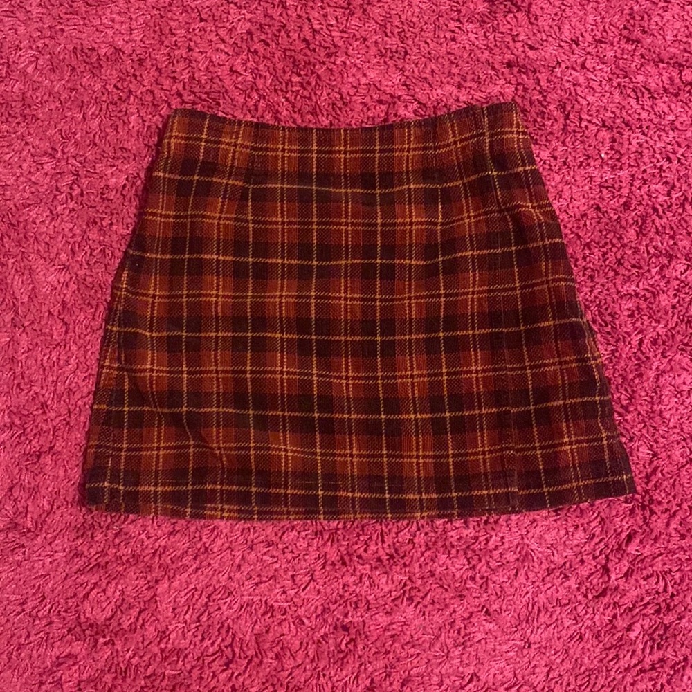 Vintage maroon plaid miniskirt
